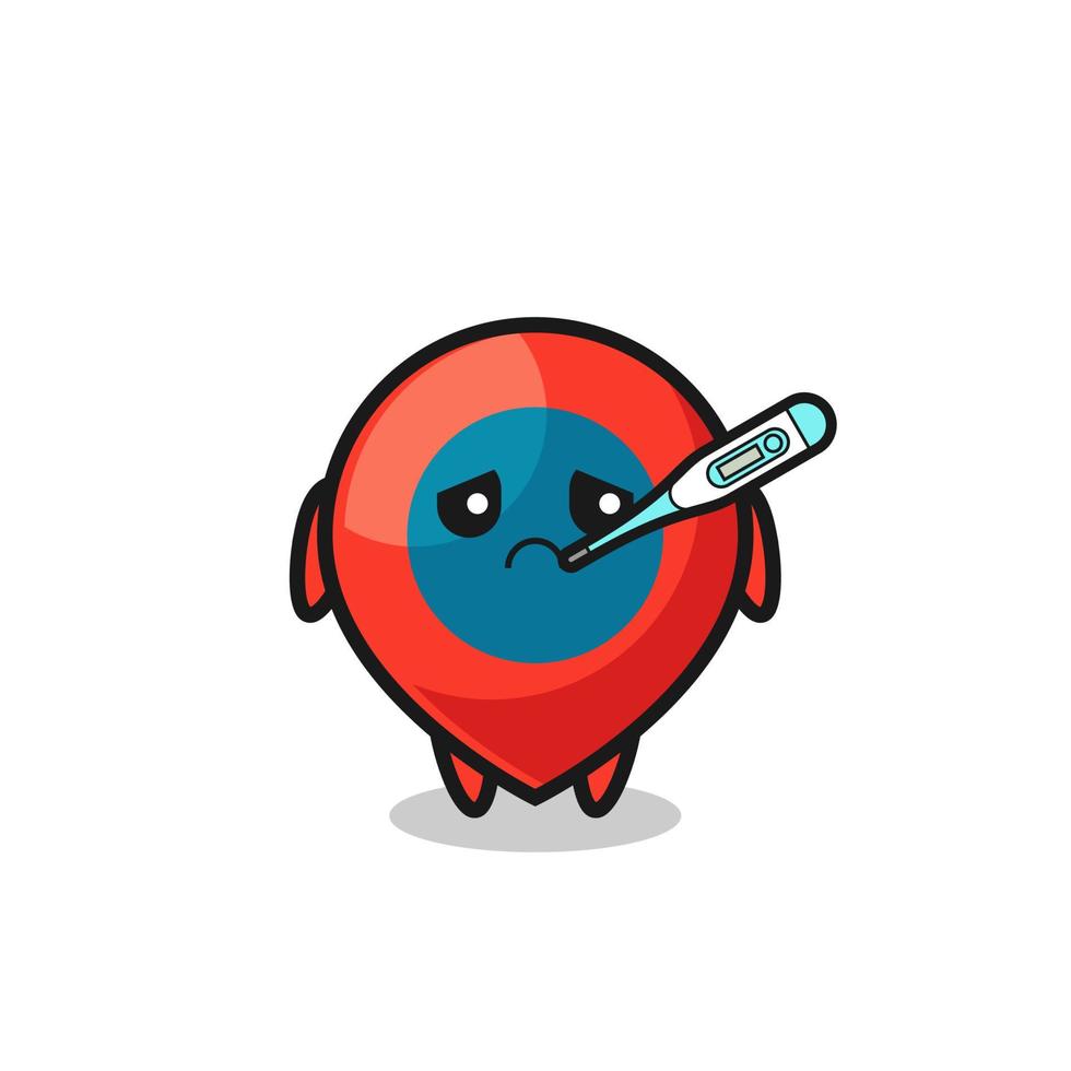 location symbol mascot character with fever condition vector