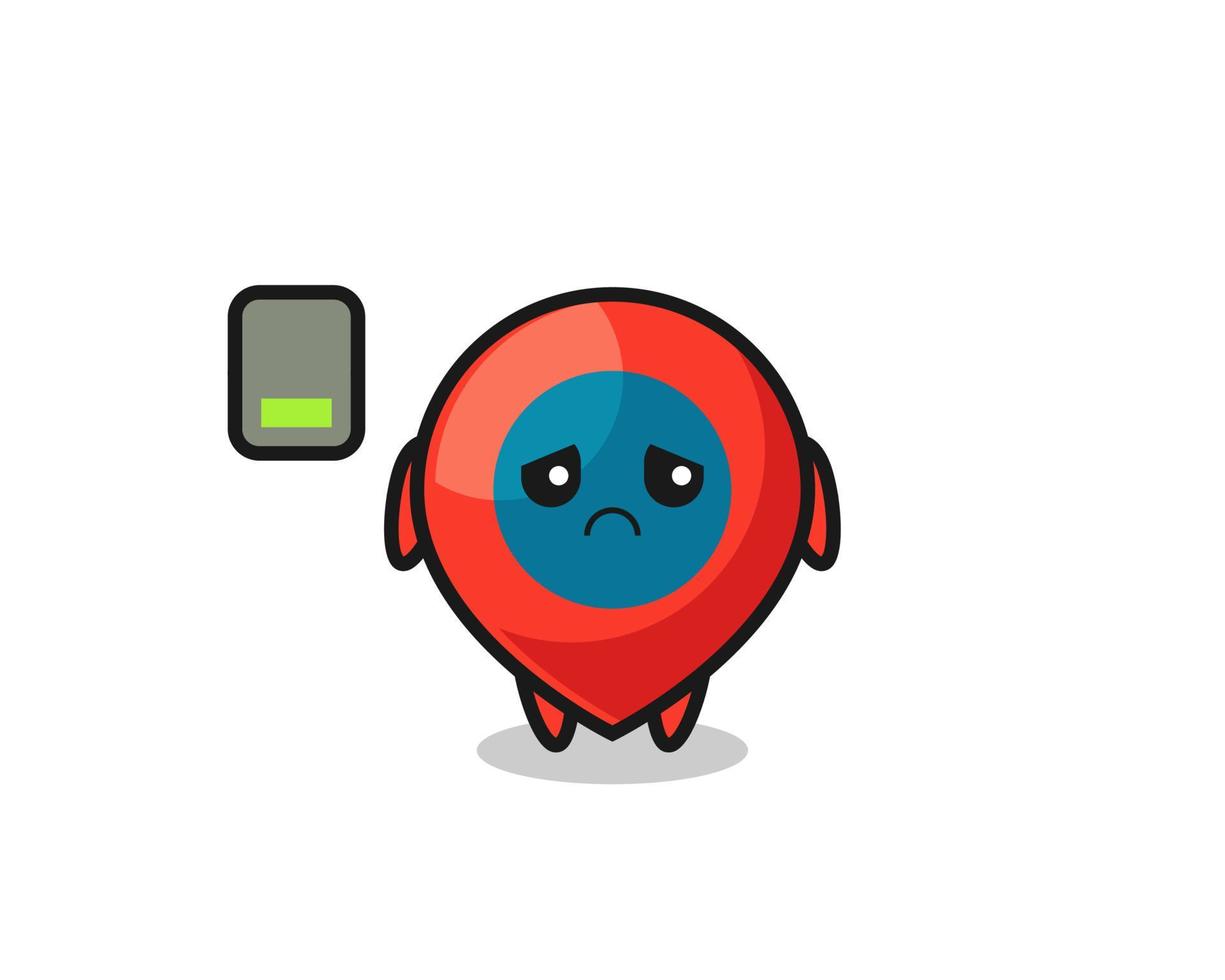 location symbol mascot character doing a tired gesture vector