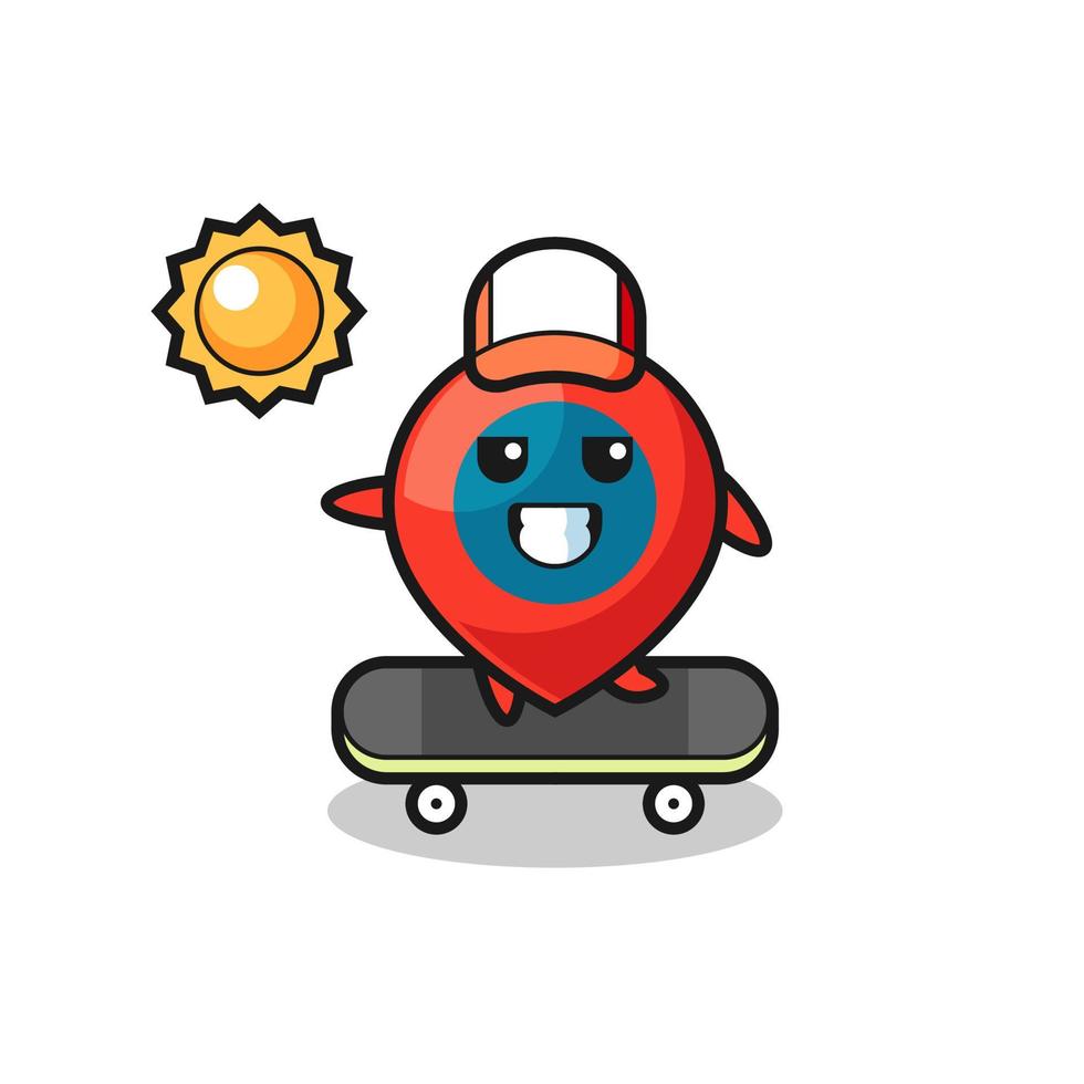 location symbol character illustration ride a skateboard vector