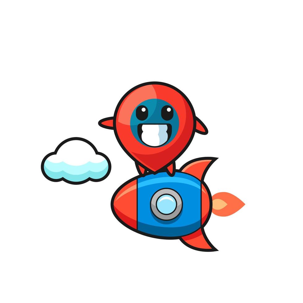 location symbol mascot character riding a rocket vector