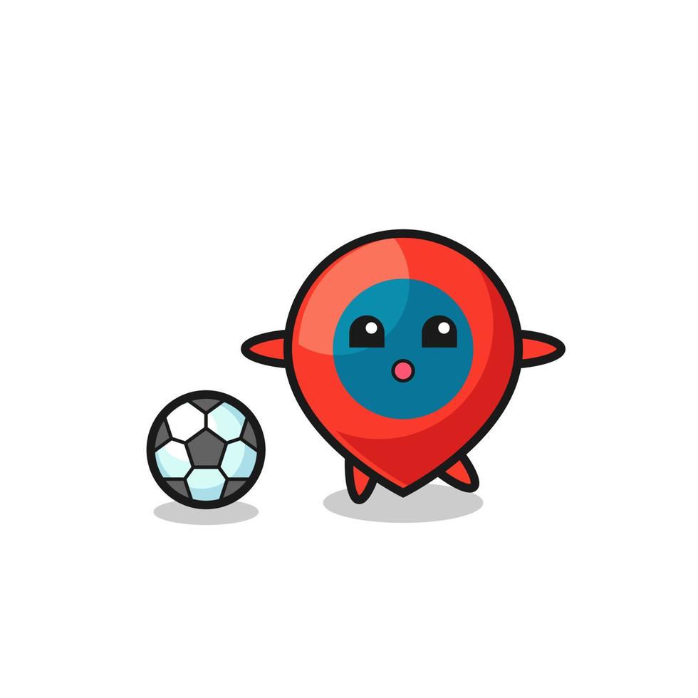 Illustration of location symbol cartoon is playing soccer vector