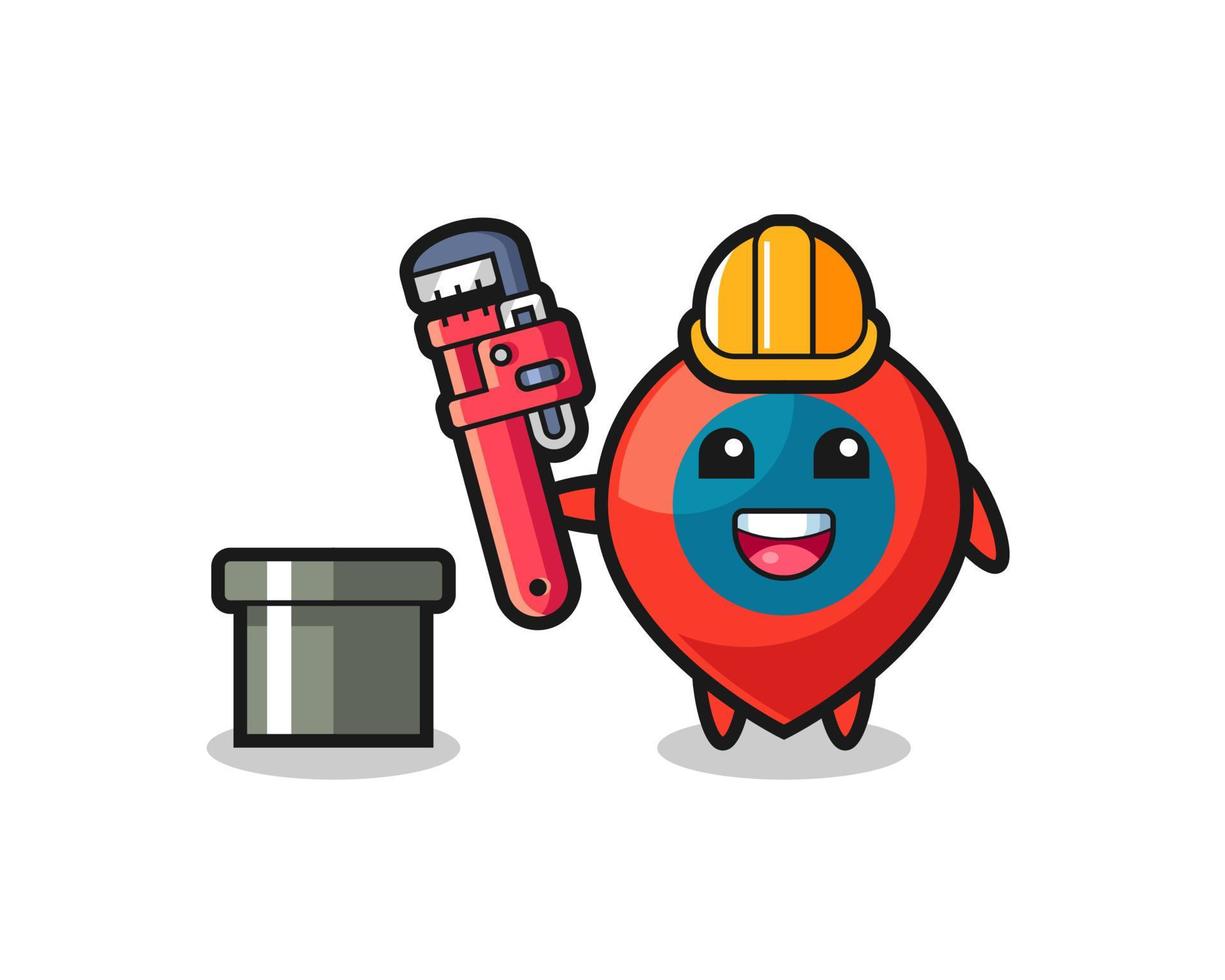 Character Illustration of location symbol as a plumber vector