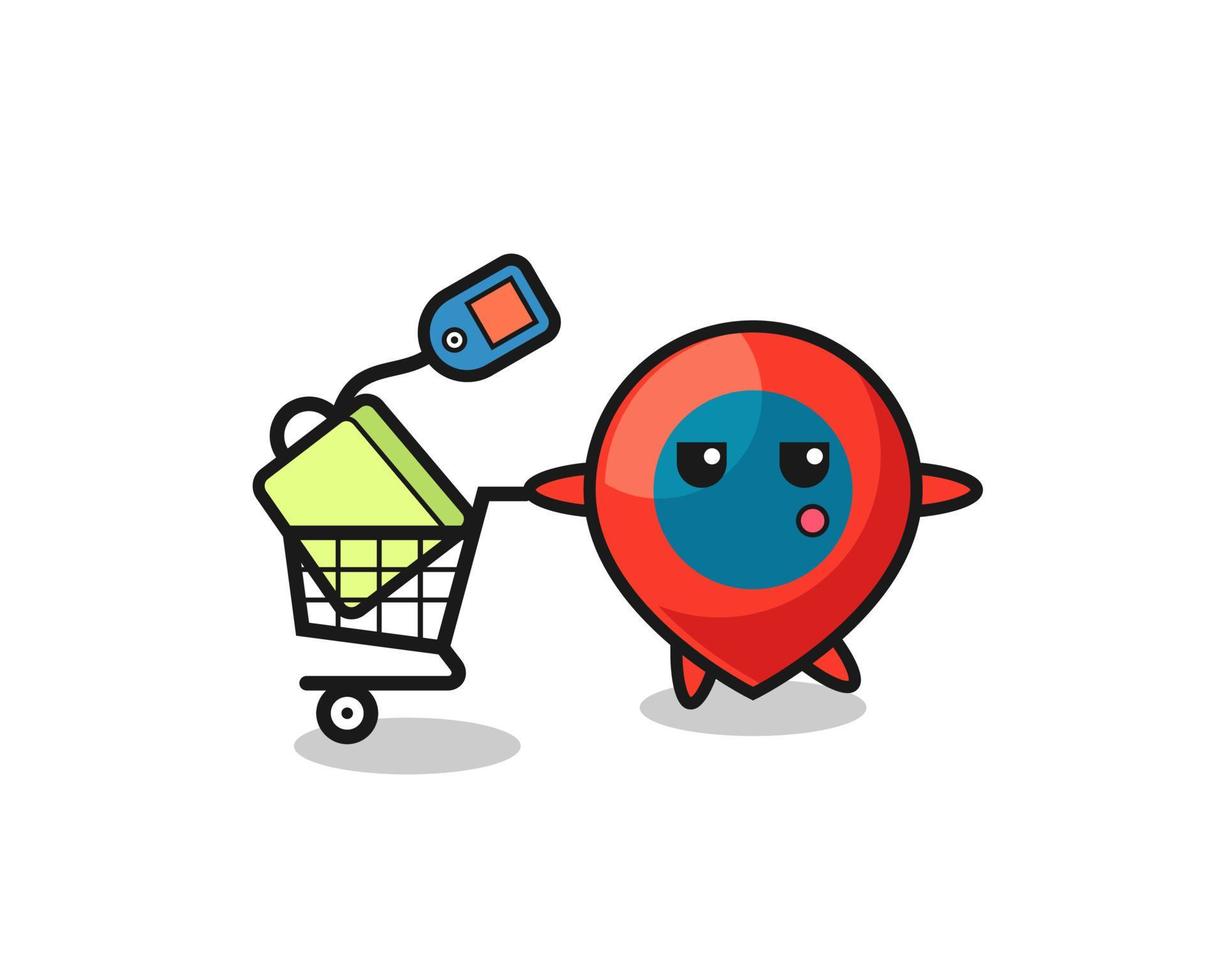 location symbol illustration cartoon with a shopping cart vector