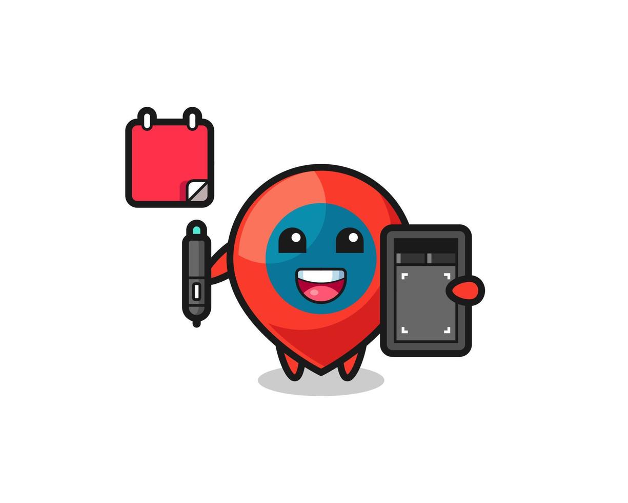 Illustration of location symbol mascot as a graphic designer vector