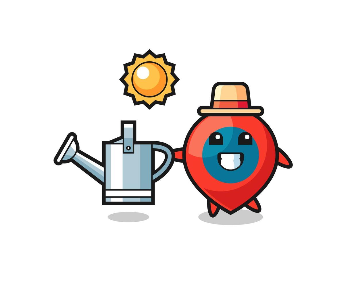 Cartoon character of location symbol holding watering can vector