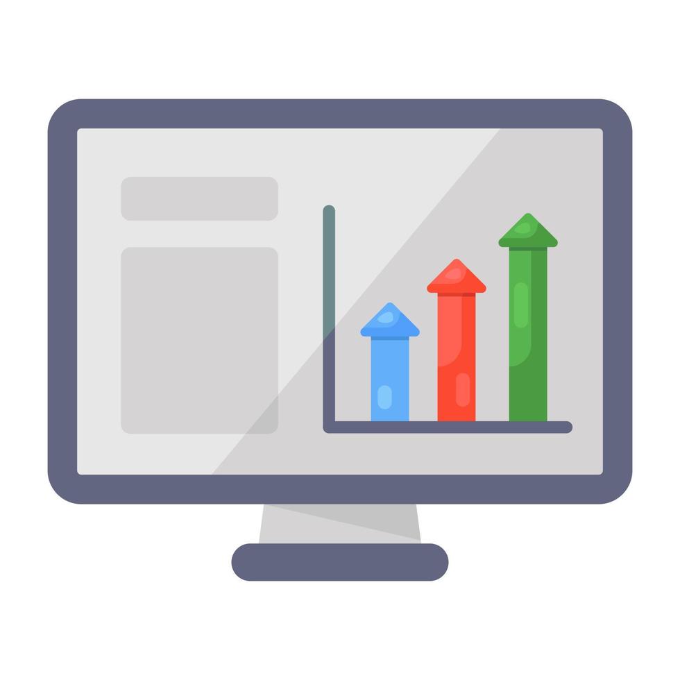 Flat icon of online graph in editable design vector