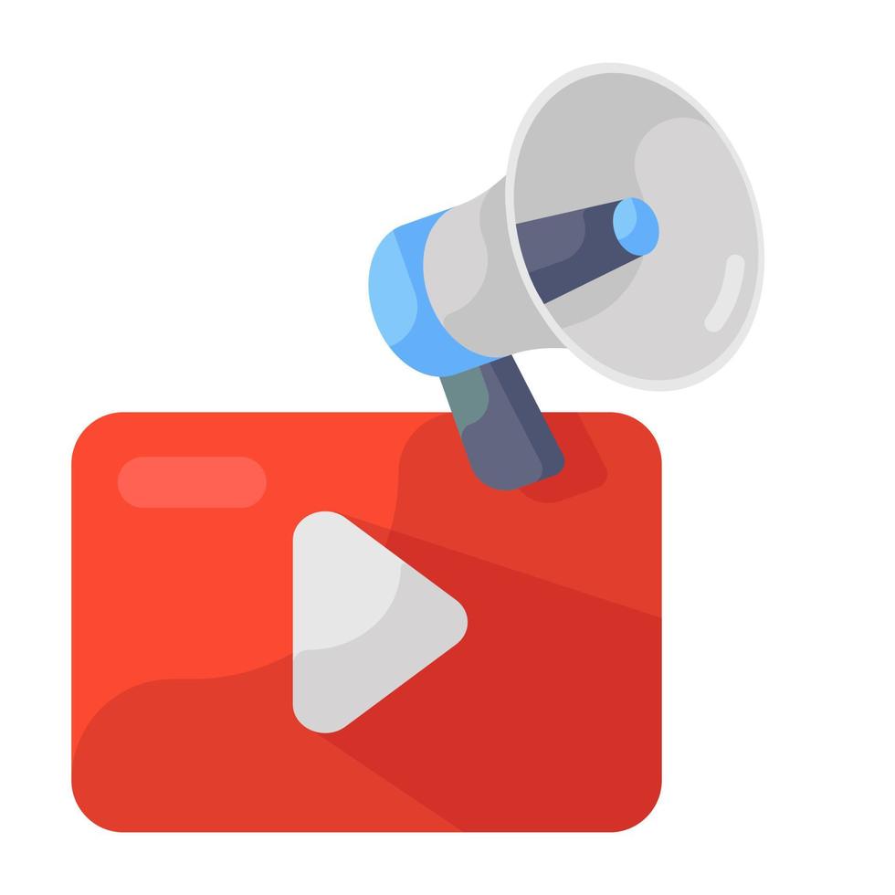 Trendy flat icon of video promotion vector