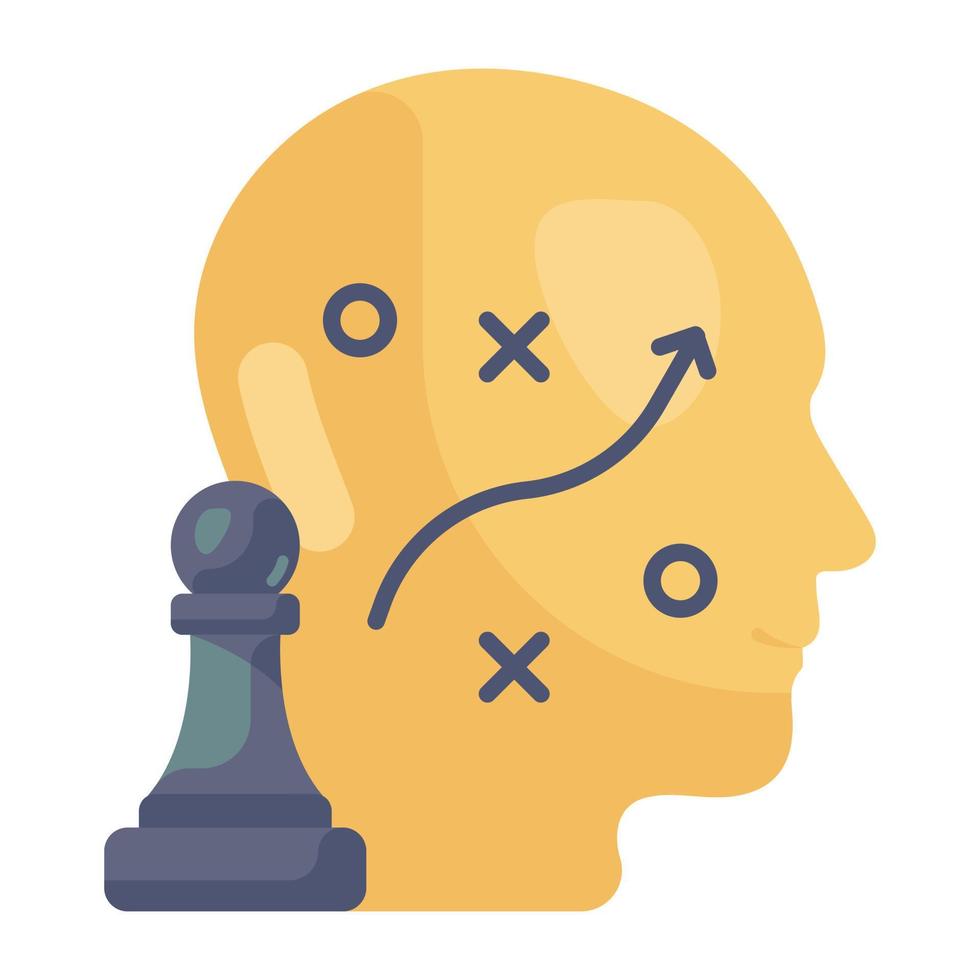 tácticas dentro de la mente con peón de ajedrez, icono de planificación estratégica vector