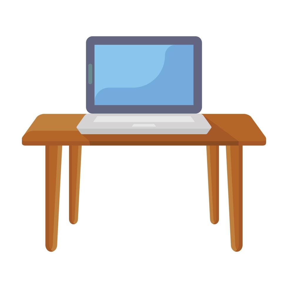 Flat design of laptop table icon vector