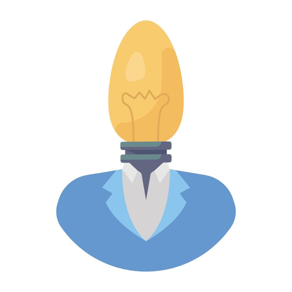 Businessman having light bulb on head showcasing creative man icon vector
