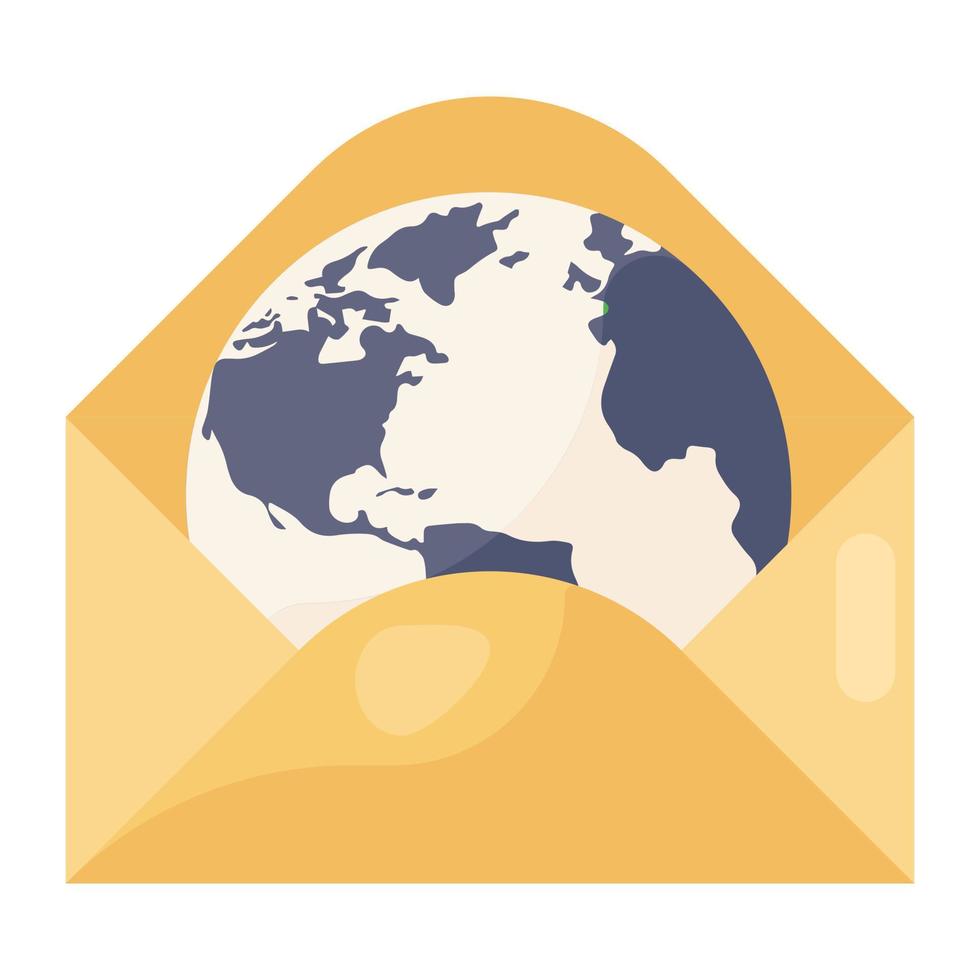 globo dentro de un sobre que representa un icono de correo global vector