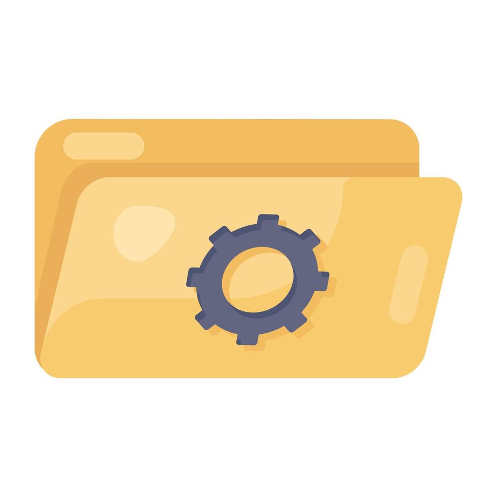 Gear on document case, folder setting icon vector