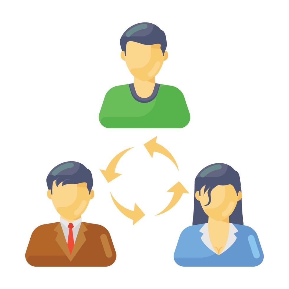 Persons connected with arrows symbolizing team collaboration vector