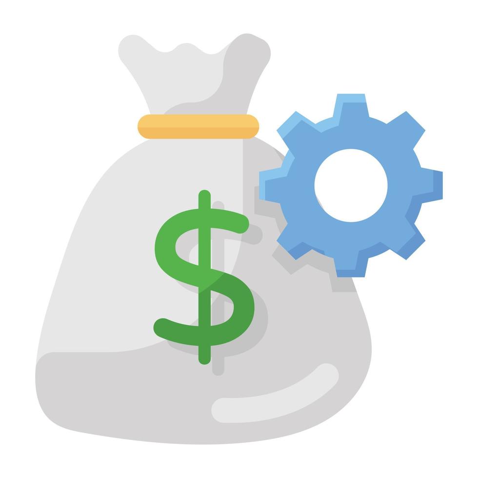 Leaves coming out from dollar sack symbolising financial growth icon vector