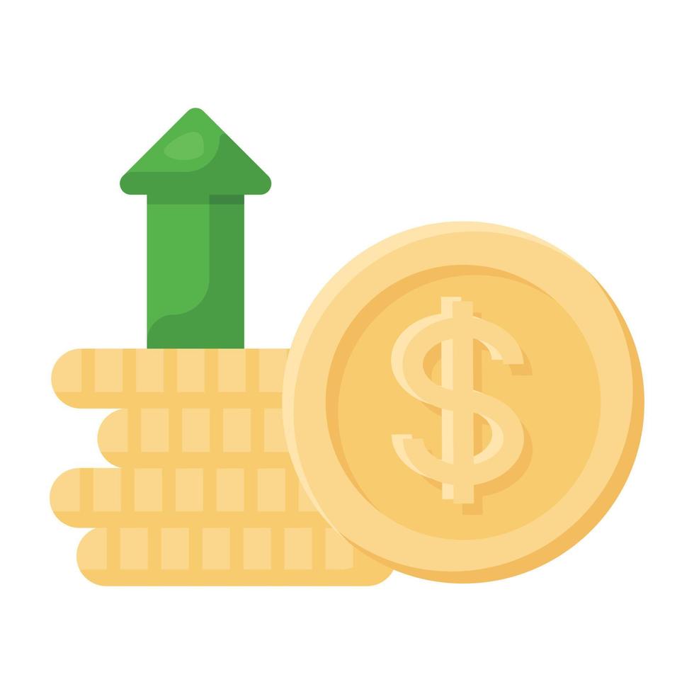 Dollar with outward arrows, concept of cash outflow icon vector