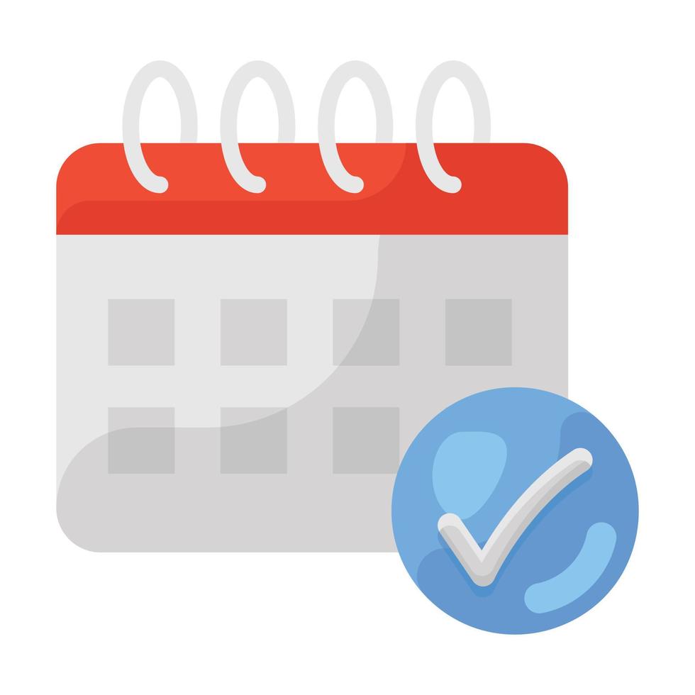 Approve calendar vector, tick mark on schedule vector