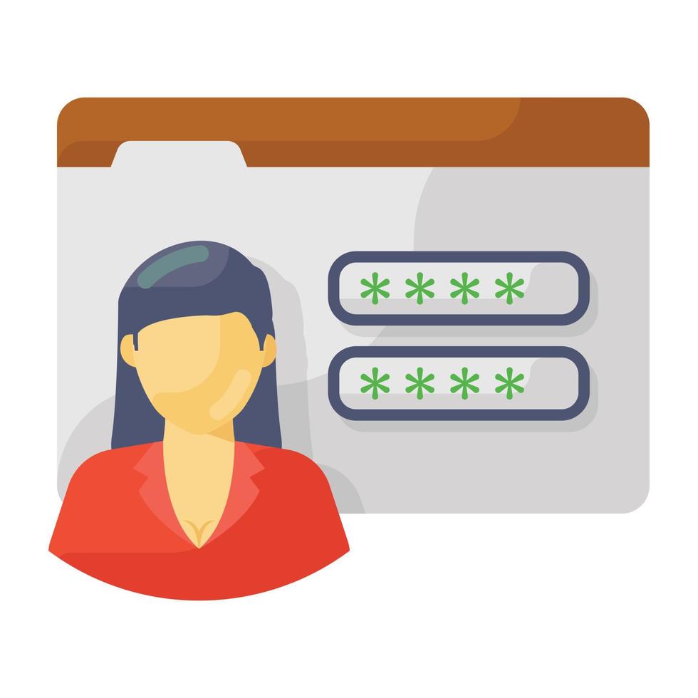 User with passcode, profile password icon vector