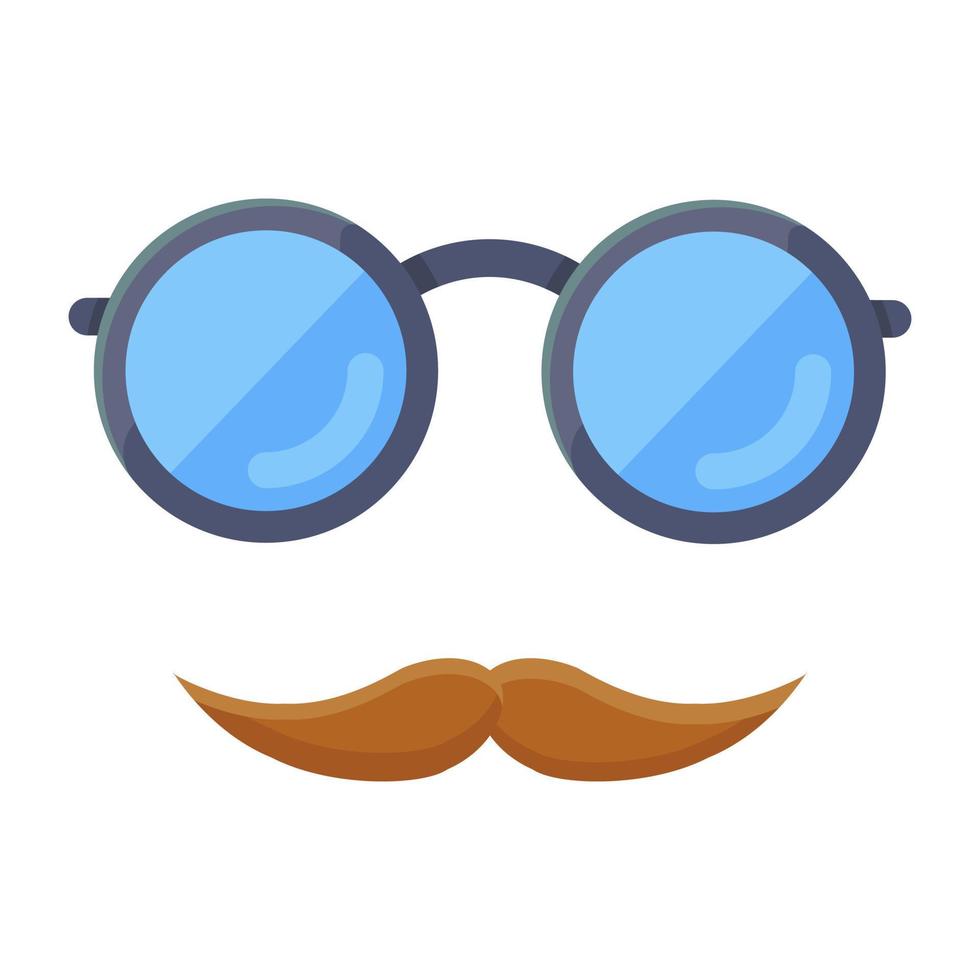 Moustache with sunglasses, flat icon of hipster vector