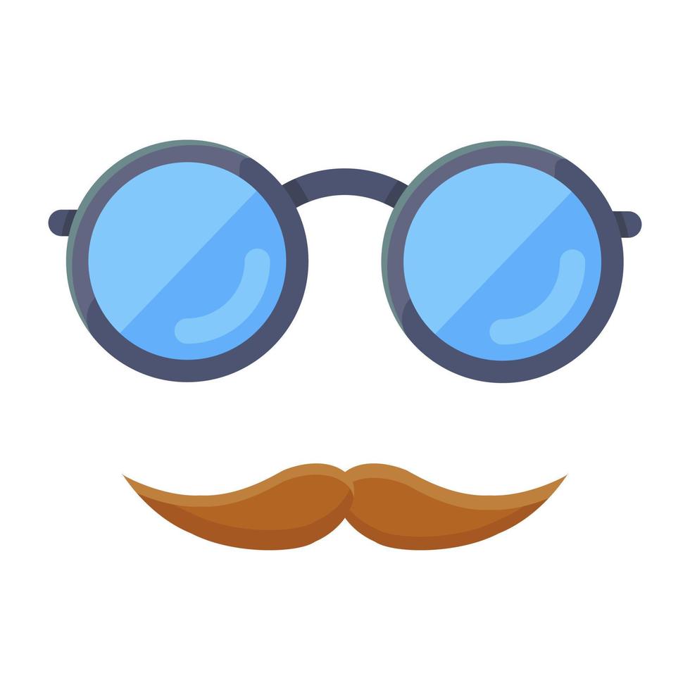 bigote con gafas de sol, icono plano de hipster vector