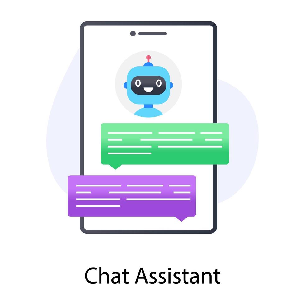 un robot asistente de chat en un icono de concepto plano vector