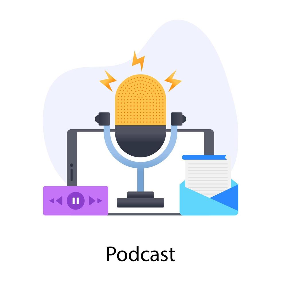 A flat trendy icon of audio cast vector