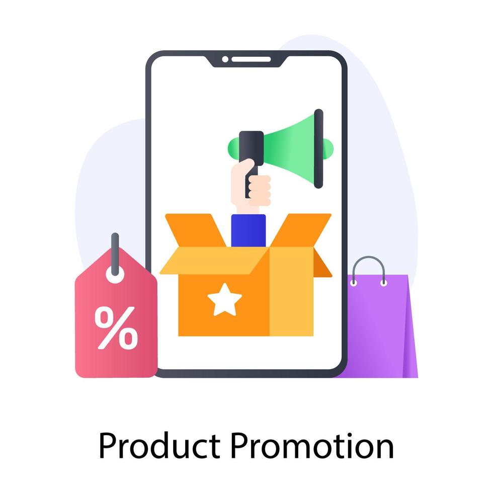 A product promotion icon in flat concept design vector