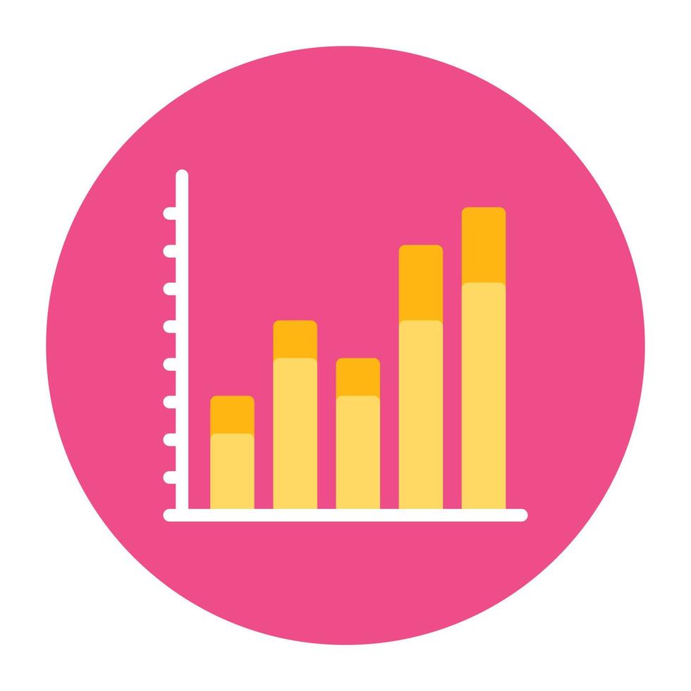 Data analytics, flat rounded icon of statistical graph vector