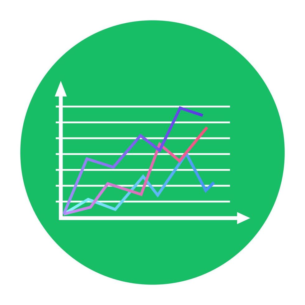 diseño de vector plano de icono de gráfico de polilínea