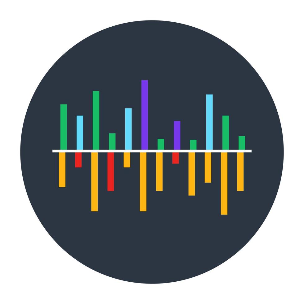 Data analytics, flat rounded icon of statistical graph vector