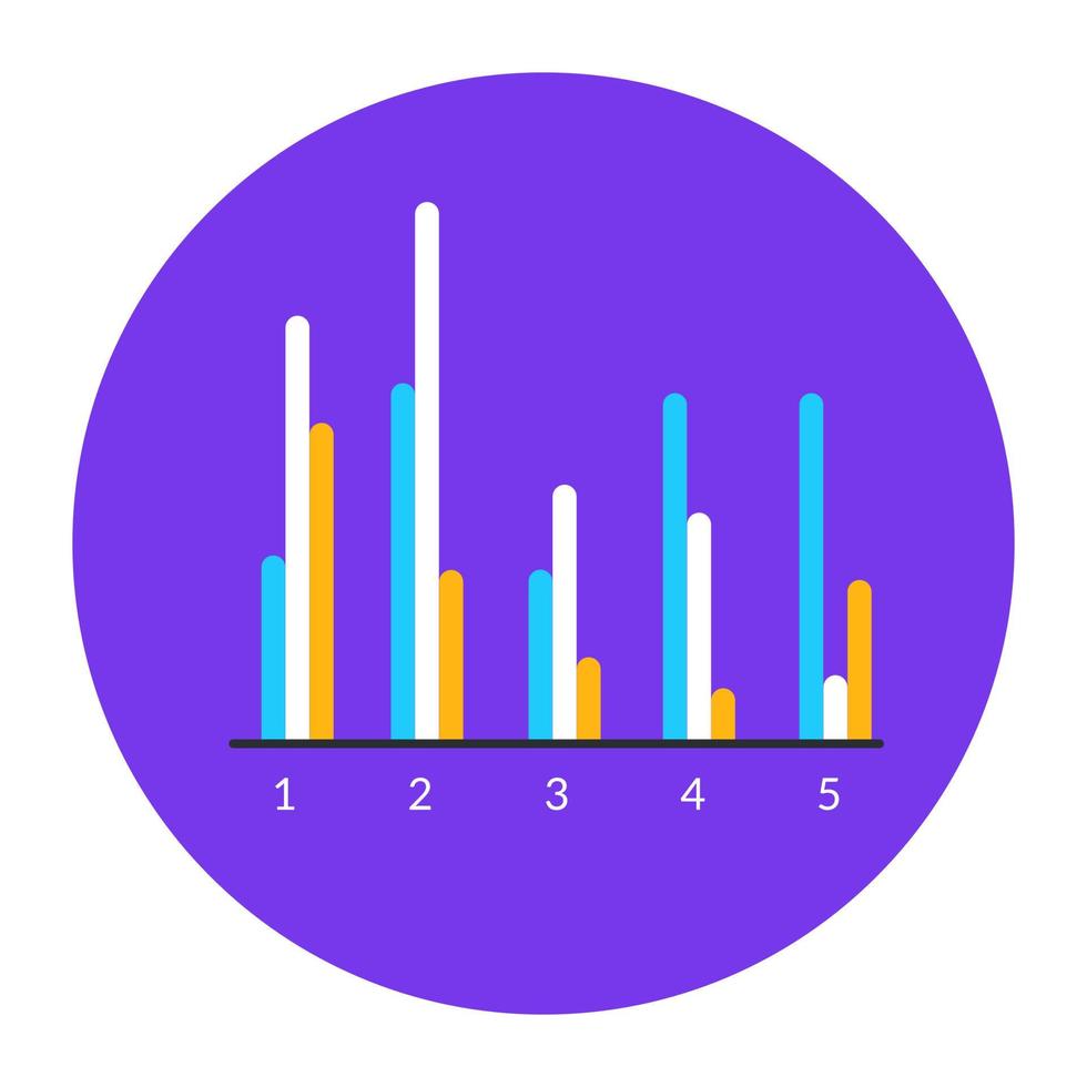 Data analytics, flat rounded icon of statistical graph vector