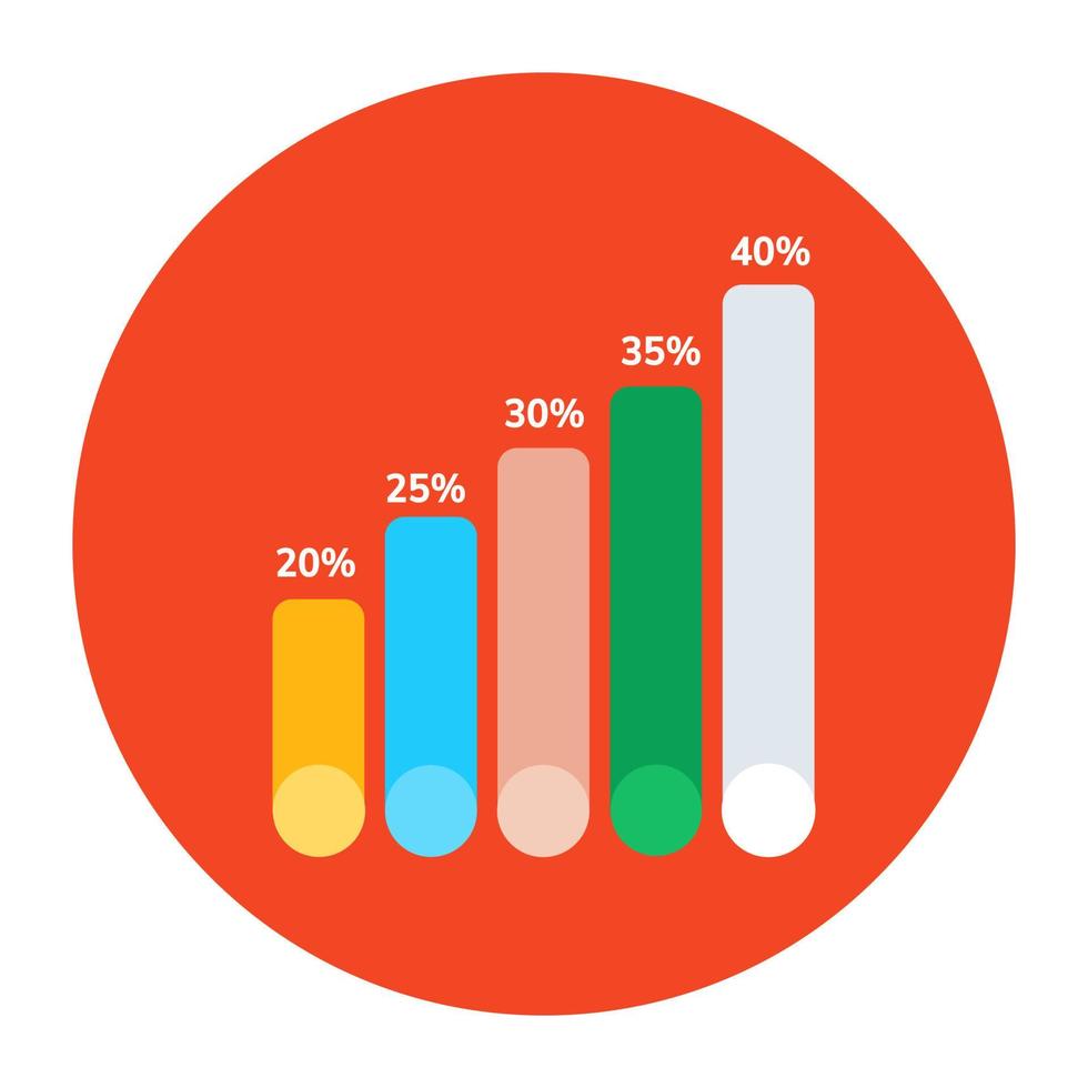 Data analytics, flat rounded icon of statistical graph vector