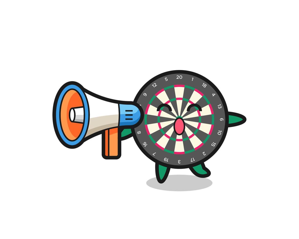 dart board character illustration holding a megaphone vector
