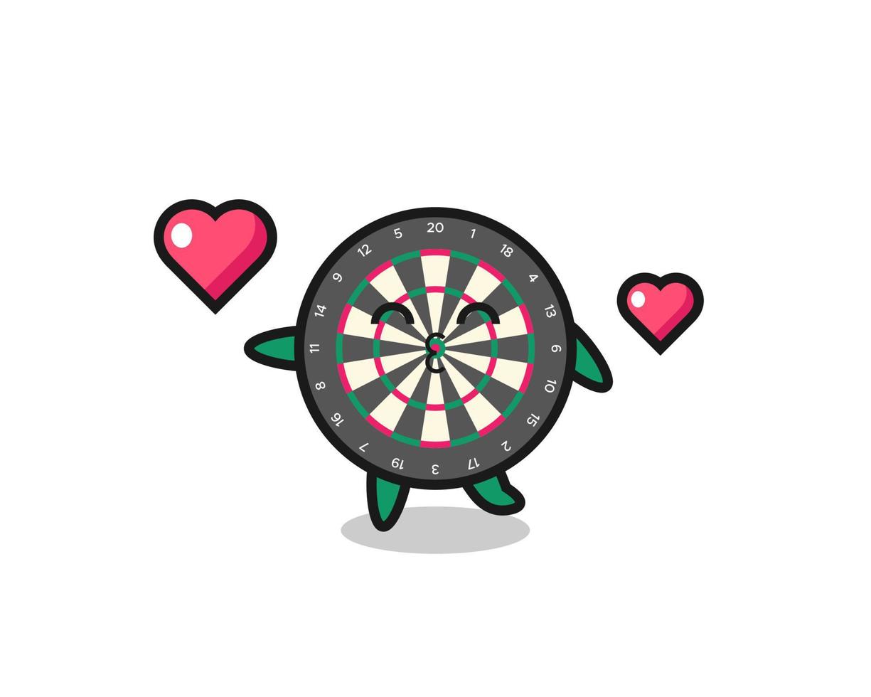 dart board character cartoon with kissing gesture vector
