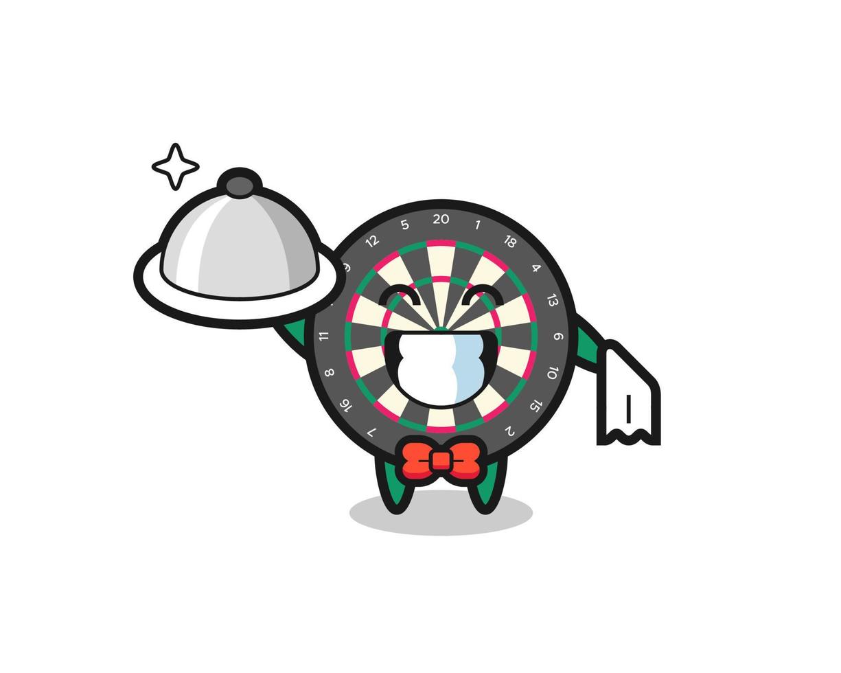 mascota del personaje del tablero de dardos como camareros vector