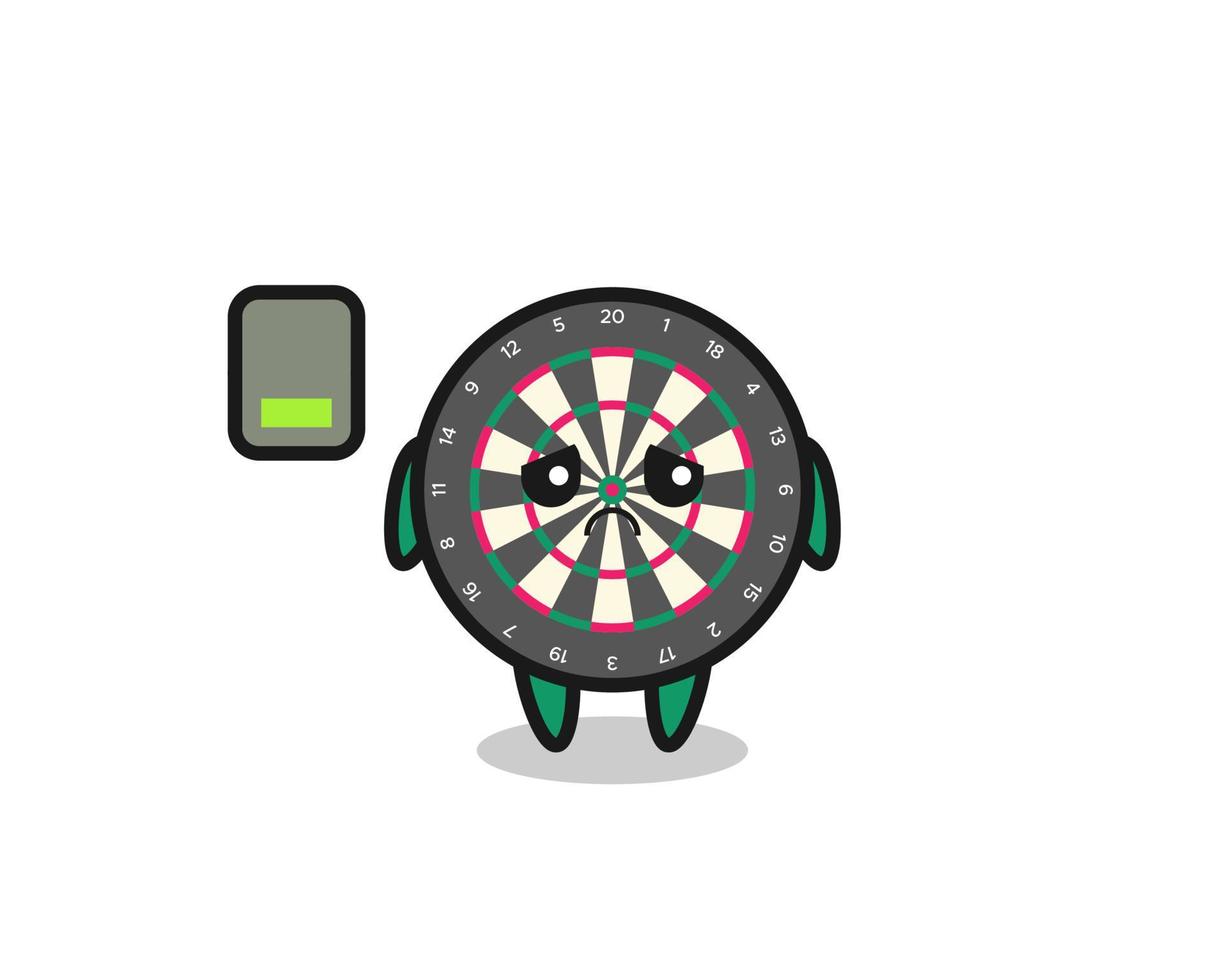 dart board mascot character doing a tired gesture vector