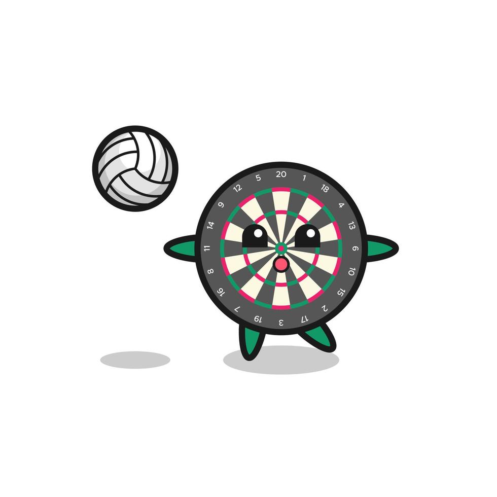 Character cartoon of dart board is playing volleyball vector