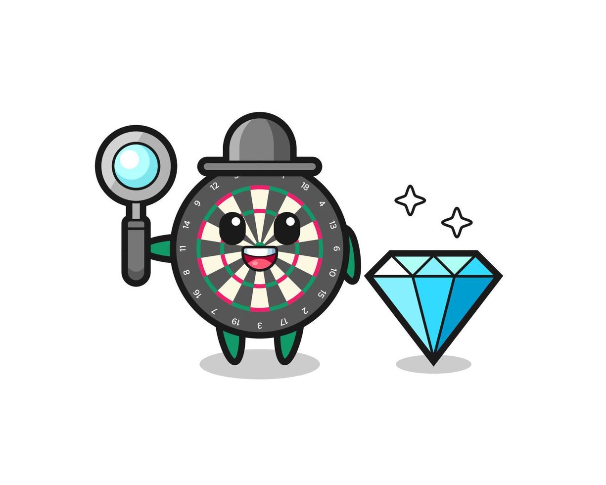 Illustration of dart board character with a diamond vector