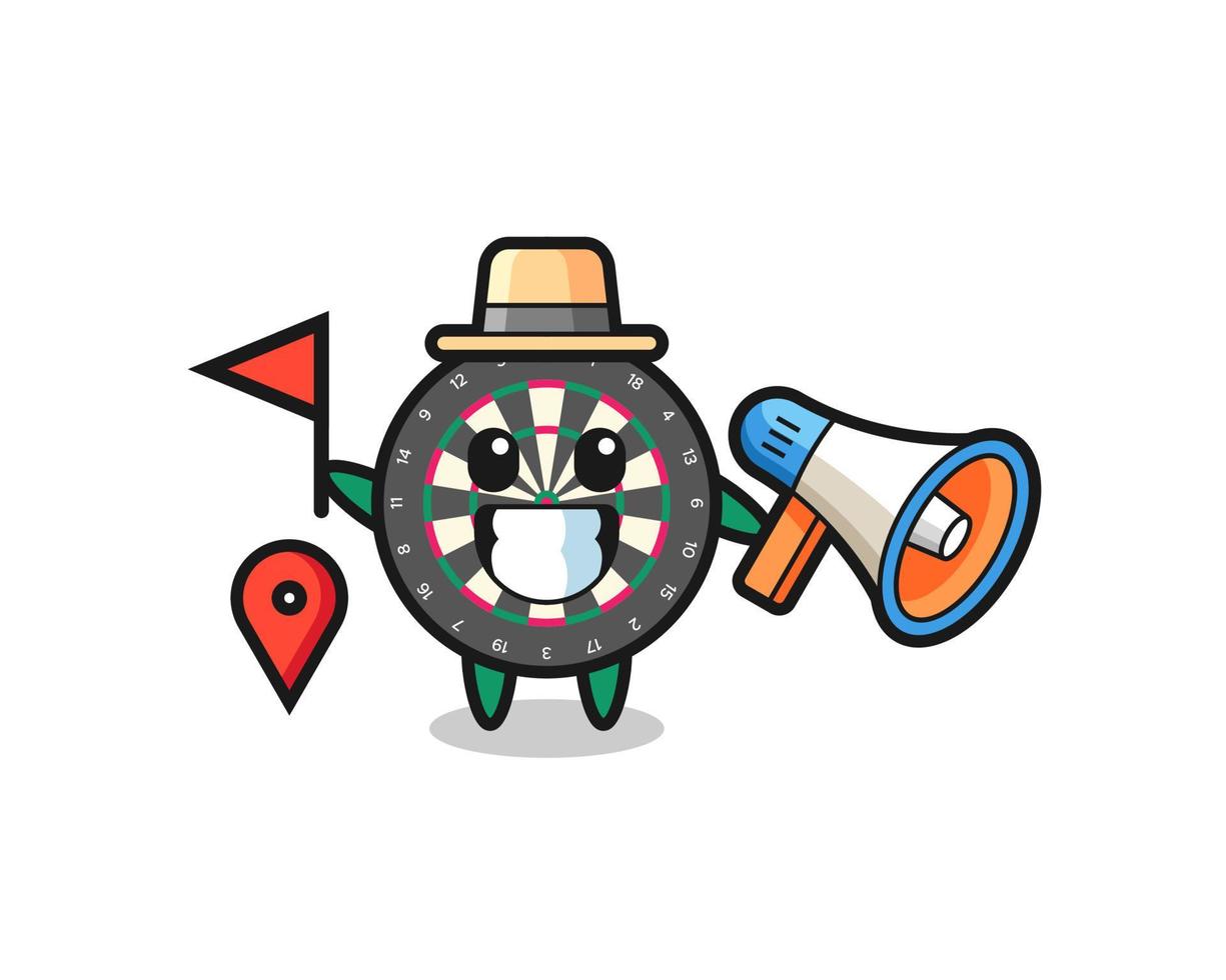 Character cartoon of dart board as a tour guide vector