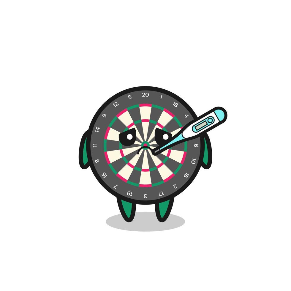 dart board mascot character with fever condition vector