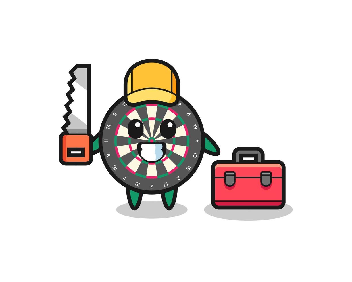 Illustration of dart board character as a woodworker vector