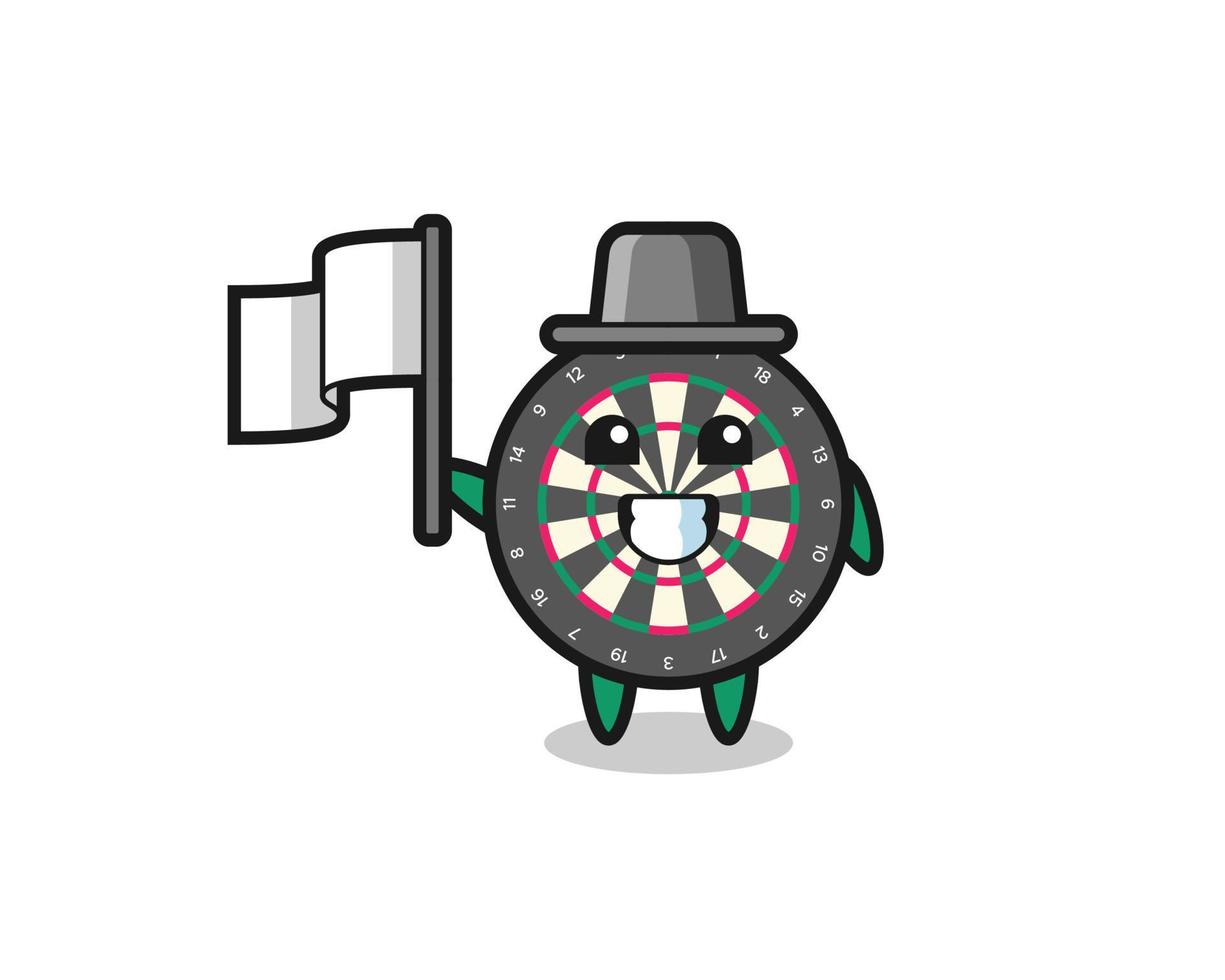 Cartoon character of dart board holding a flag vector