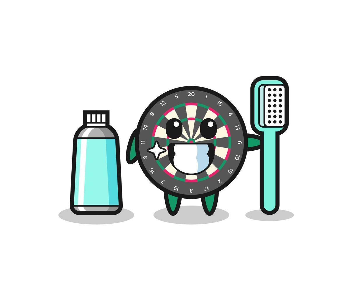 Mascot Illustration of dart board with a toothbrush vector