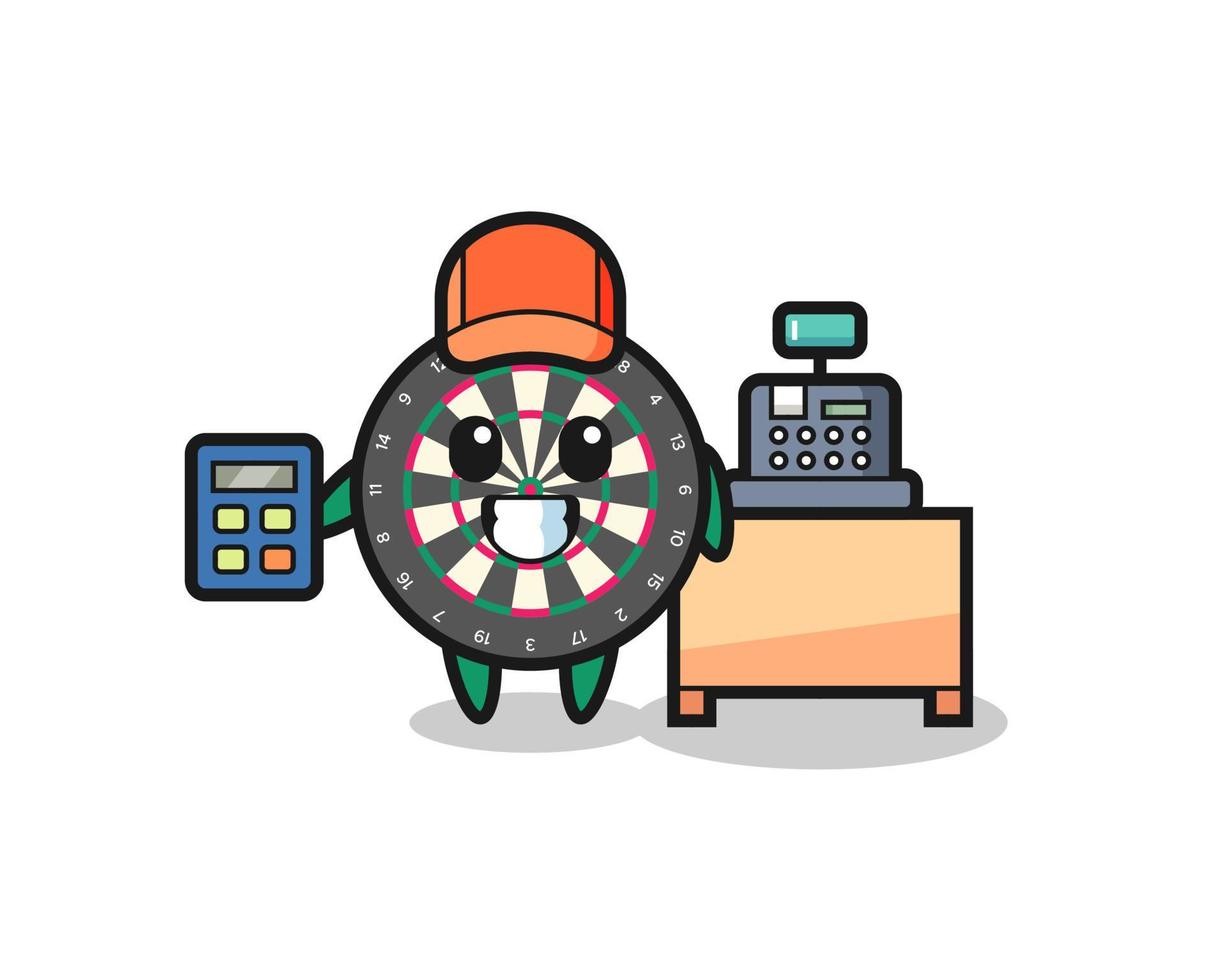 Illustration of dart board character as a cashier vector