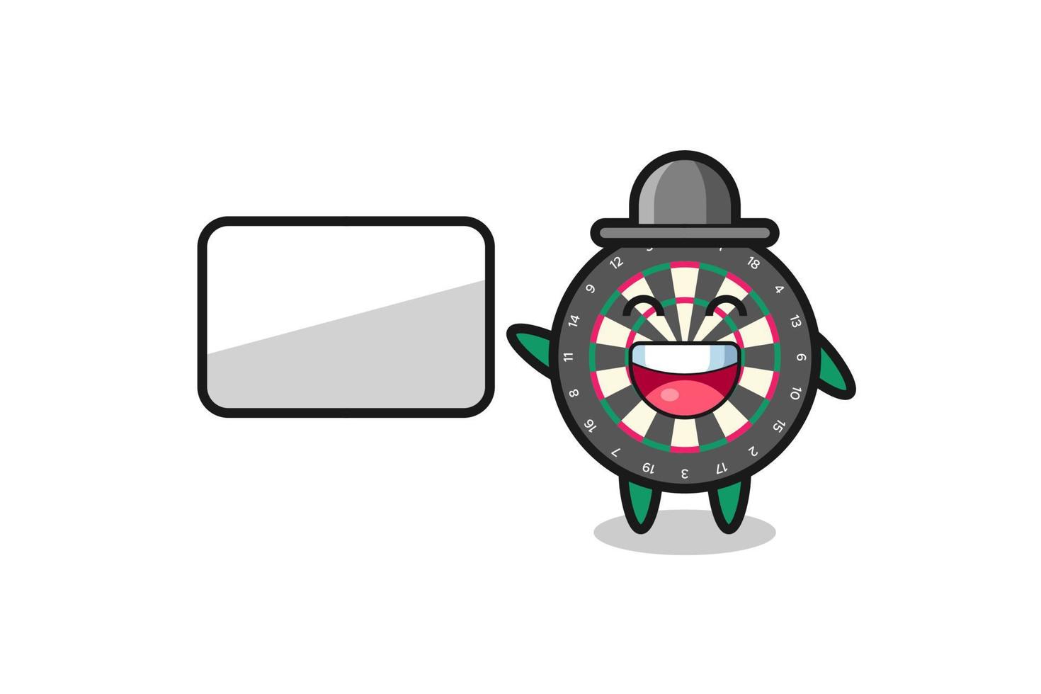 dart board cartoon illustration doing a presentation vector