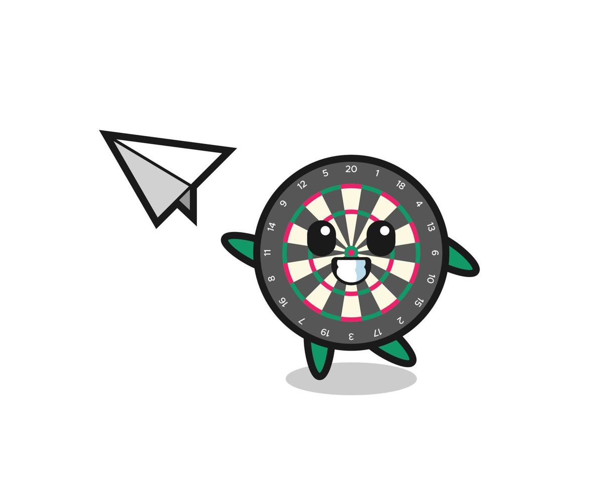 dart board cartoon character throwing paper airplane vector