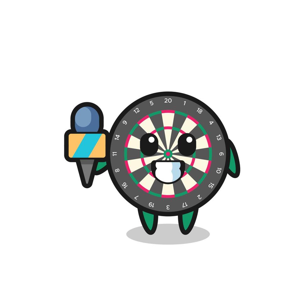 Character mascot of dart board as a news reporter vector