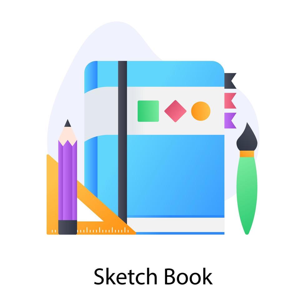 Measuring scale with booklet, flat conceptual icon of sketchbook vector