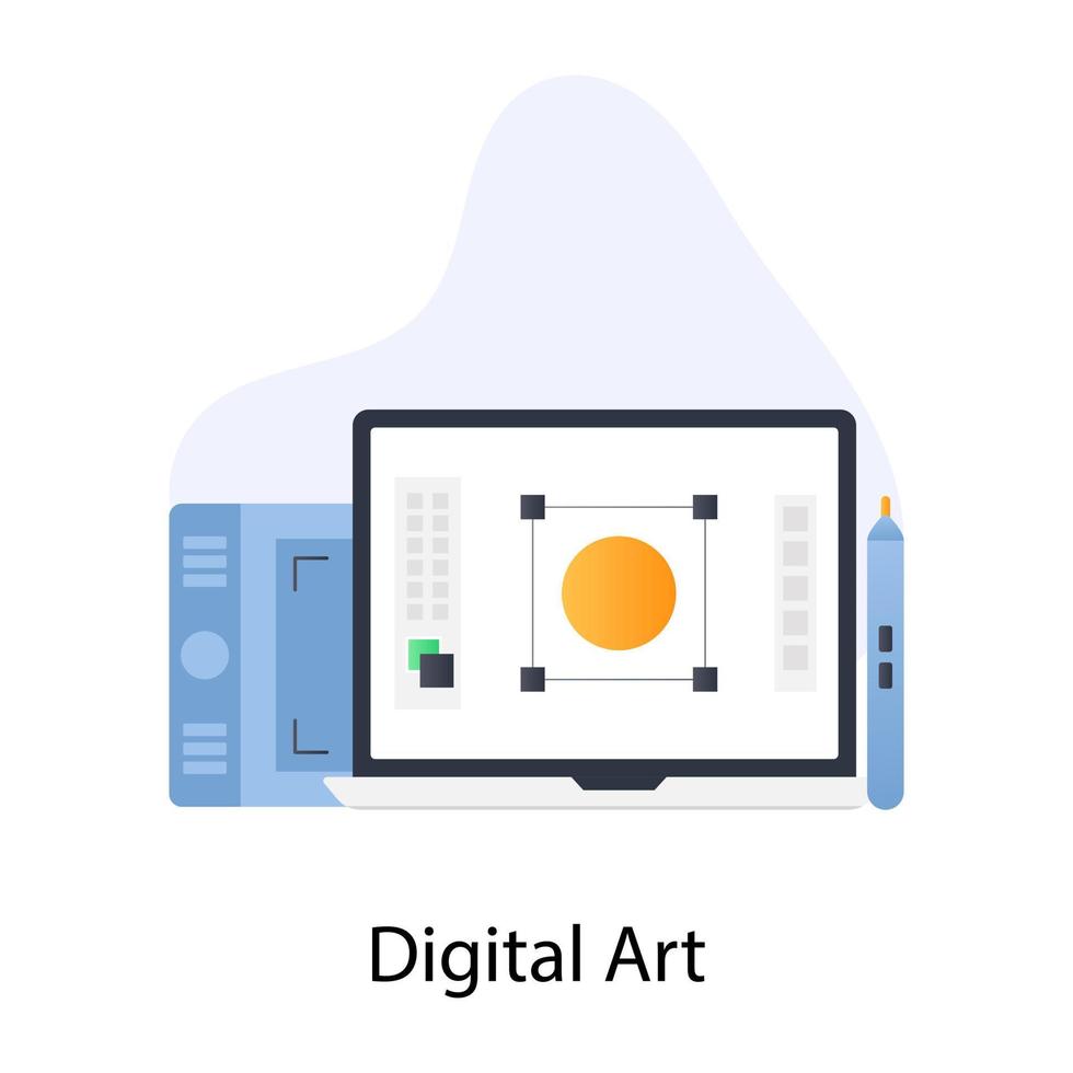 Digital art icon in flat conceptual style vector