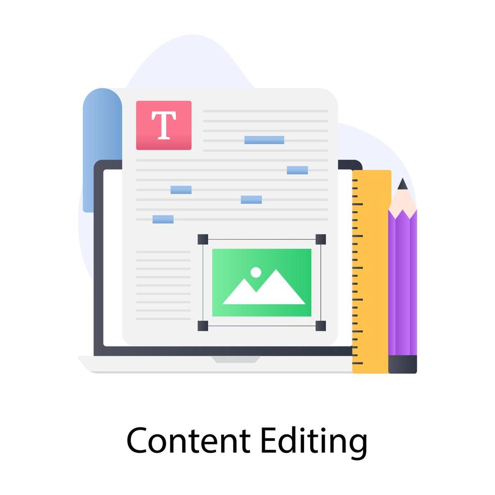 Content editing icon of flat conceptual design vector