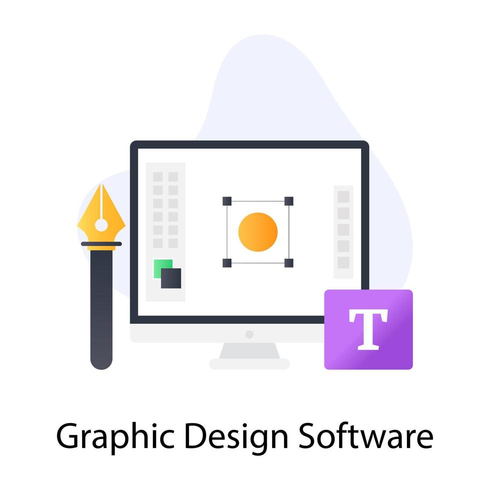 icono de software de diseño gráfico de estilo conceptual plano vector